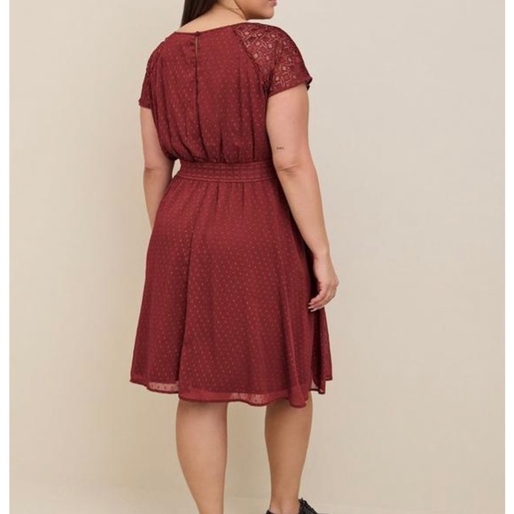 Mini Clip Dot Crochet Lace Skater Dress - Picture 3 of 7